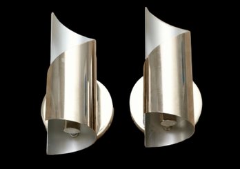 Pair Of Global Views Curl Wall Sconces With An Antique Nickel Finish $499. Each