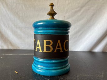 Vintage Ceramic Tobacco Jar, Specifically A 'Tabac' Humidor Designed For Storing Pipe Tobacco