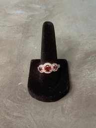 Sterling Silver Garnet Colored Ring Size 8 #1