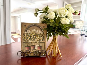 Faux Florals And Garden Mini Art On Easel