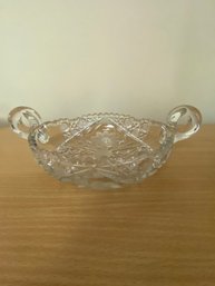 Crystal Glass Handled Dish