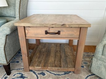 Heavy Wood Square Side Table
