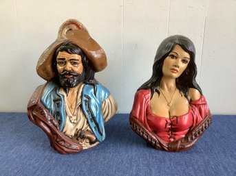 Holland Mold Pirate And Gypsy Ceramic Statues