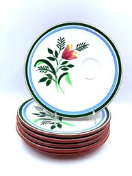 Set Of 6 Vintage Stangl Pottery Hand-painted Dutch Tulip Hostess Plates