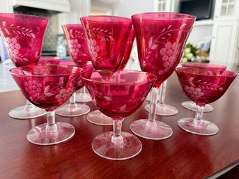 Vintage Red Stemware - 16 Pcs