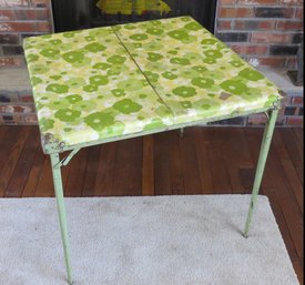 Vintage Flowers Folding Bridge Table Card Table Very 60's