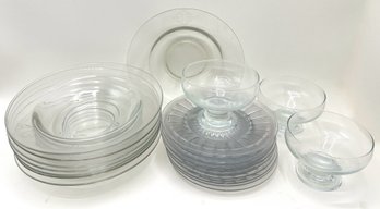 10 Vintage Glass Dessert Plates, 8 Momogrammed Glass Bowls, 3 Dessert Bowls & More