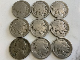 Lot 0f 9 - Indian Head Buffalo Nickels #176