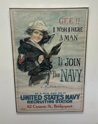 Rare Large Howard Chandler Christy WWI Connecticut Navy Recruitment Poster