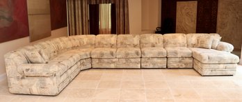 Schweiger Large 6-piece Sectional Ecru And Grey Patterned Chaise Sofa