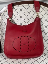 Spectacular Authentic HERMES EVELYN - Amazing Red Leather - Larger Size - Looks Amazing Condition Wise !
