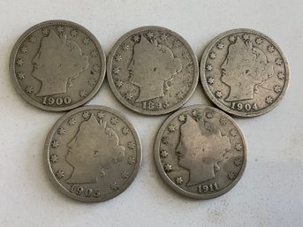 Lot Of 5 - Liberty Head 'V' U.S. Nickels #178