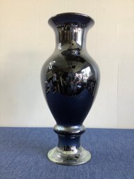 LARGE VINTAGE Black Metallic Glass Vase