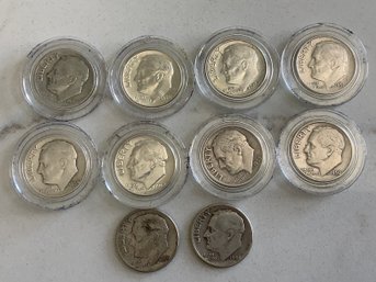 Lot Of 10 - U.S. Silver Roosevelt Dimes #179