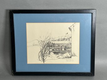 Harriet Fox 'The Mill Pond At The Collins Axe Factory' Pencil Signed Print