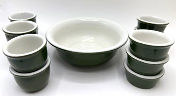 Vintage Hall Bowl With 12 Matching Ramekin Custard Cups Bowls In 2 Shapes