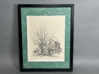 Harriet Fox 'Old Buildings At The Collins Factory' Pencil Signed Print