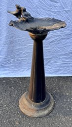 Two Part Bird Bath Cast Iron Base With Aluminum Basin