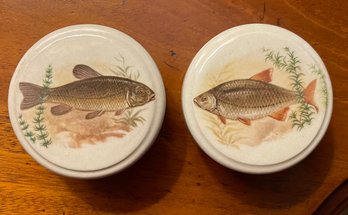 Pair Of Gentleman's Relish Jars With Fish Design