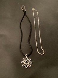 Sterling Silver Necklace W/ Pendant & Beaded Necklace #10