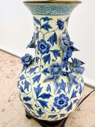 Vintage Wildwood Table Lamp With Floral Motif