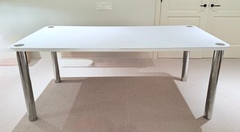 White Formica Six Foot Table With Chrome Legs