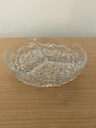 Indiana Glass Daisy & Button Clear Glass Divided Dish