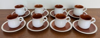 Crescent Speckled Stoneware Toscany Espresso Set For Eight