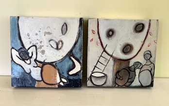 Signed Pair Of French Paintings On Canvas