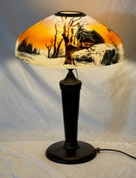 Beautiful Estate Fresh Antique Reverse Painted Table Lamp