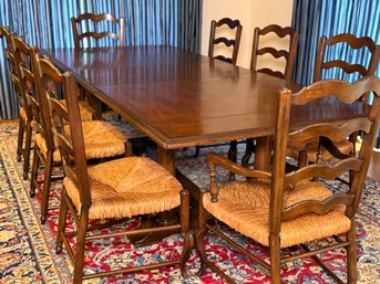 Baker 'Milling Road' Furniture Farmhouse Finish Extendable Dining Room Table With Eight Chairs
