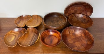 Collection Of Wooden Serving And Snack Bowls