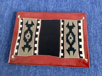 Navajo Rug Red Clay Pottery Trivet