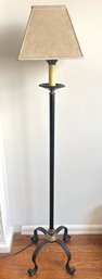 Vintage Floor Lamp, Iron Base With Canvas Shade