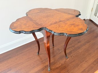Side Table With Drop Leaf Apron And Metal Cap Feet