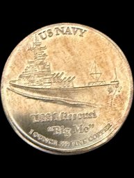 One AVDP .999 Fine Copper Round US Navy
