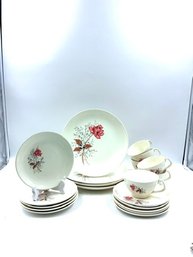 Vintage Set Of Royal Rose Duraglass Dinnerware By Cannonsberg Pottery