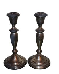 Pair Of Sterling Empire Weighted Candlesticks