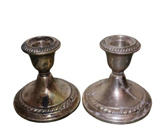 Pair Of Sterling Gorham Cement Filled Candle Holders