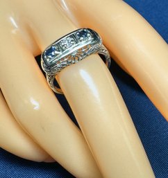 Antique 14K White Gold And Sapphire Art Deco Ring