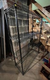 Black Metal Shelf With Wire Basket