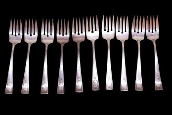 Set Of 10 Sterling Silver Salad Forks - 215 Grams