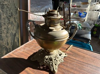 Antique 1888 Bradley & Hubbard  Brass Oil Lamp