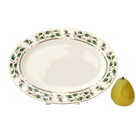Late 20th Century Holly Holiday Oval China Serving Platter