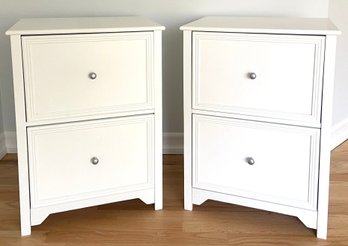 A Pair Of  Two Drawer White File Cabinets