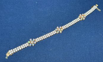 Sterling Silver And Rhinestone Bracelet
