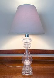 Coastal Style Heavy Glass Lamp With Linen Shade