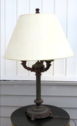 Oil Rubbed Bronze Finish 3 Way Table Lamp With Candelabra Top And Paper Shade