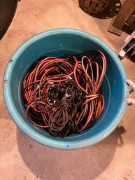 Tub Of Extension Cords, Power Strips, Etc.