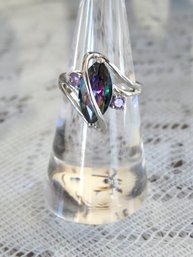 Sterling Silver Contemporary Design Marquise Ring